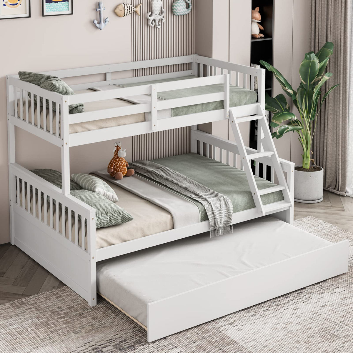 Twin Over Full Bunk Bed with Trundle - Goflame