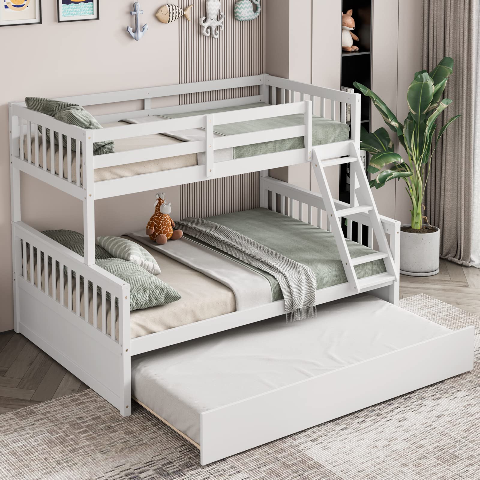 Twin Over Full Bunk Bed with Trundle - Goflame
