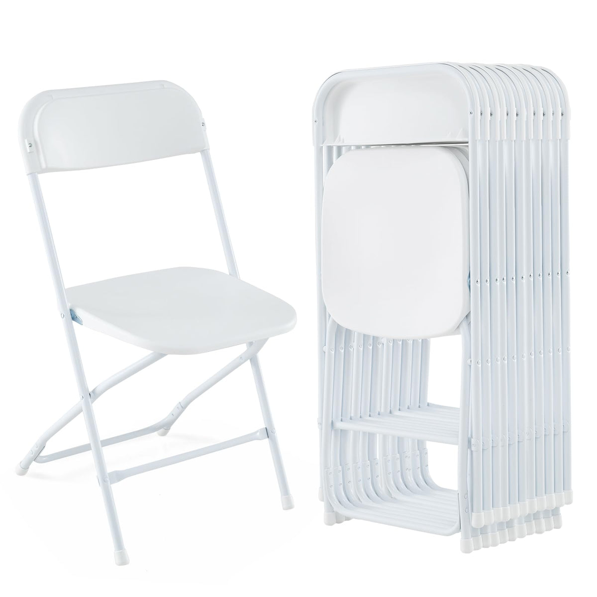 Goflame Folding Chair with Plastic Seat & Back, Heavy-Duty Metal Frame