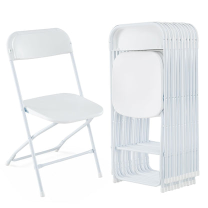 Goflame Folding Chair with Plastic Seat & Back, Heavy-Duty Metal Frame