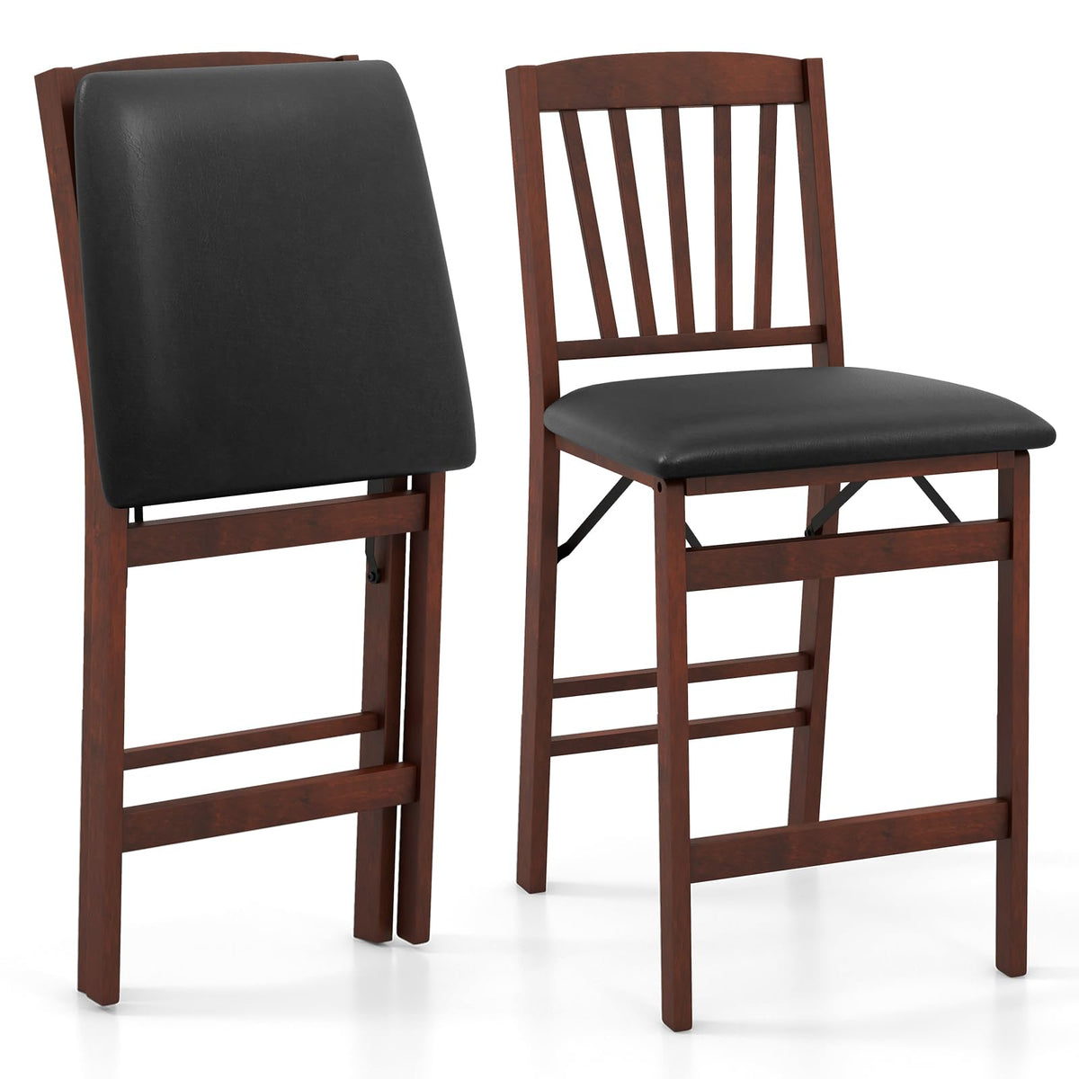 Goflame Folding Bar Stools Set, 24.5" Counter Height Bar Dining Chairs with Back
