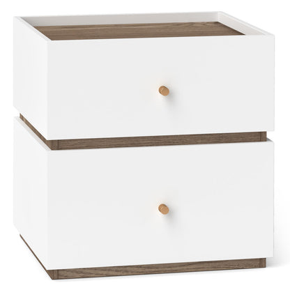 Goflame Modern Nightstand with 2 Storage Drawers, Wooden Night Stand with Raised Edge