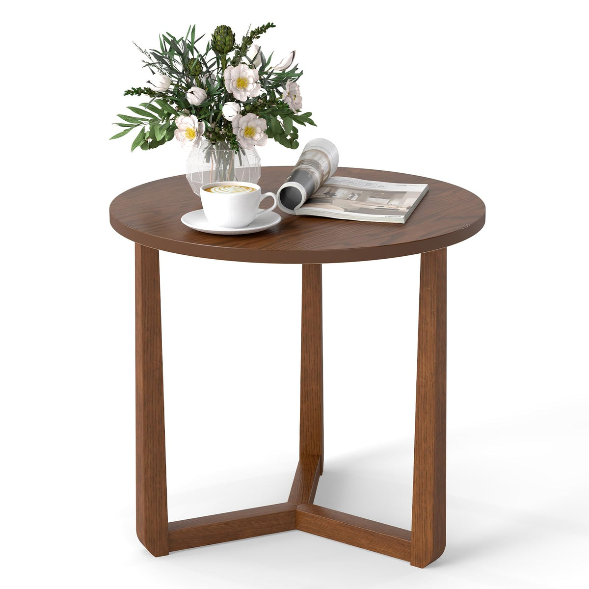 Goflame Round Side Table Set of 1/2 Compact Accent Bedside Night Stand for Living Room Bedroom