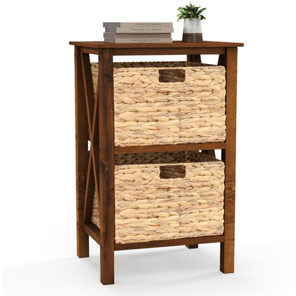 Goflame Wooden X-Design Side Table End Table
