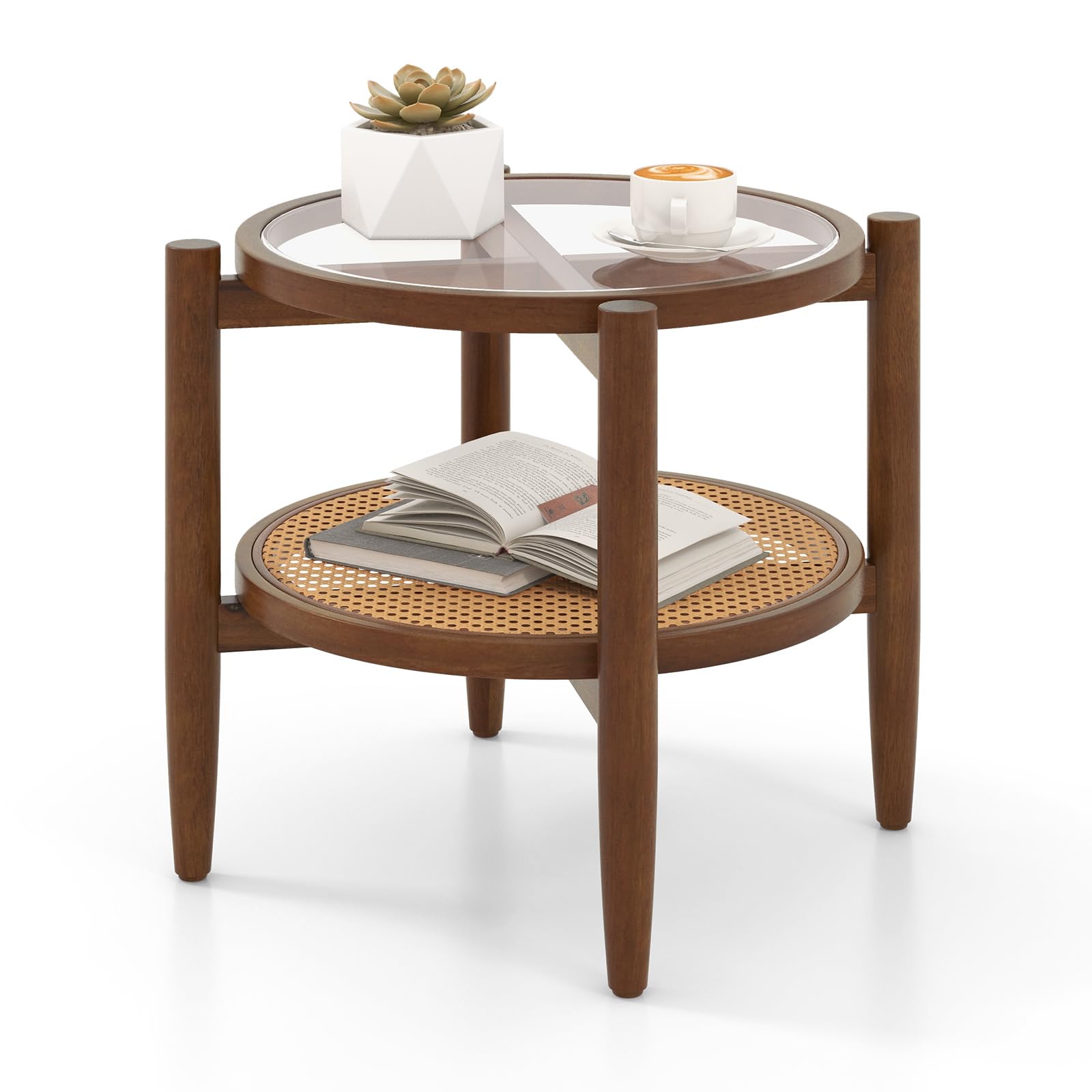 Rattan Round End Table - Goflame