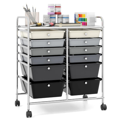 Goflame 12 Drawer Rolling Storage Cart Tools Scrapbook Paper Office School Organizer