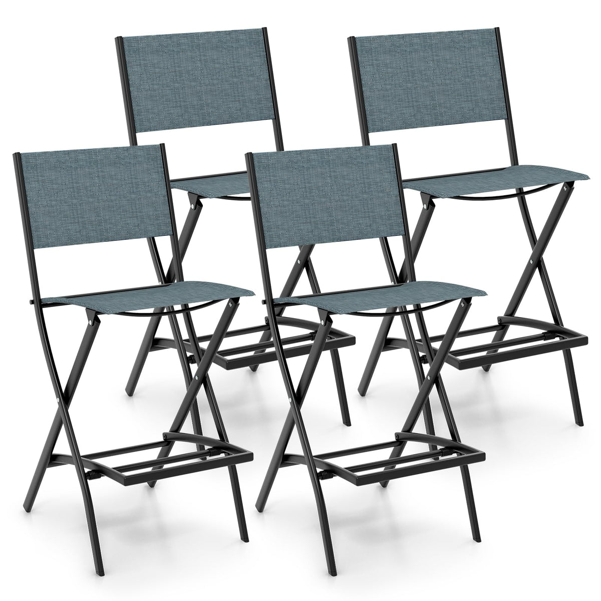 Goflame Folding Patio Bar Chairs Set of 6