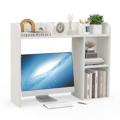 Goflame Desktop Bookshelf, Wood Desk Hutch Organizer for 27 Inch Computer Monitor