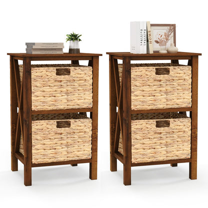 Goflame Wooden X-Design Side Table End Table