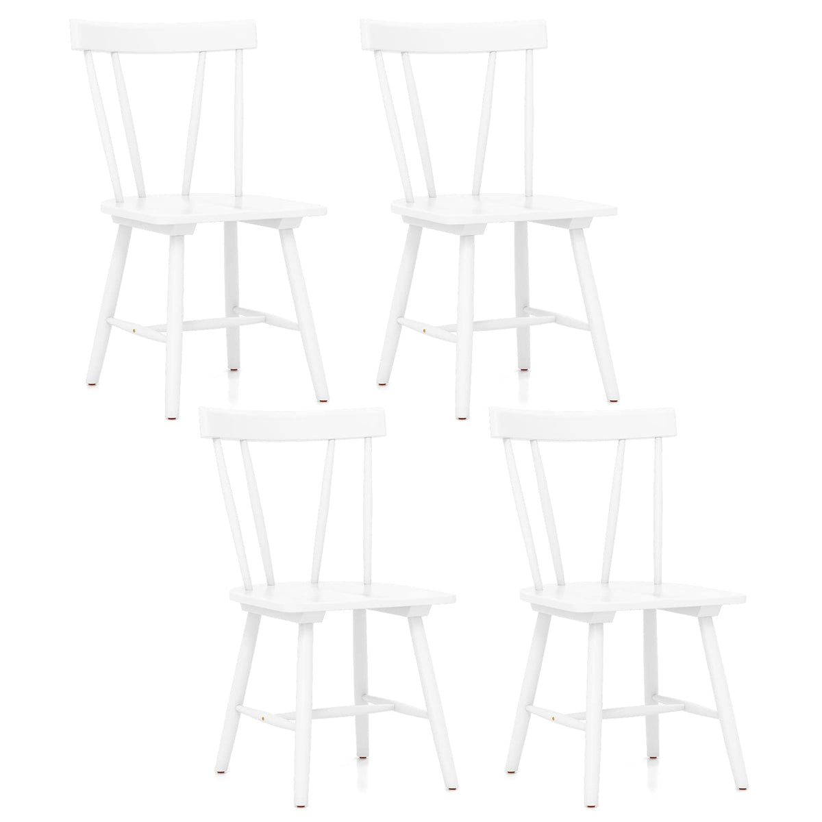 Goflame Windsor Chairs, Armless Dining Chairs with Solid Rubber Wood Frame