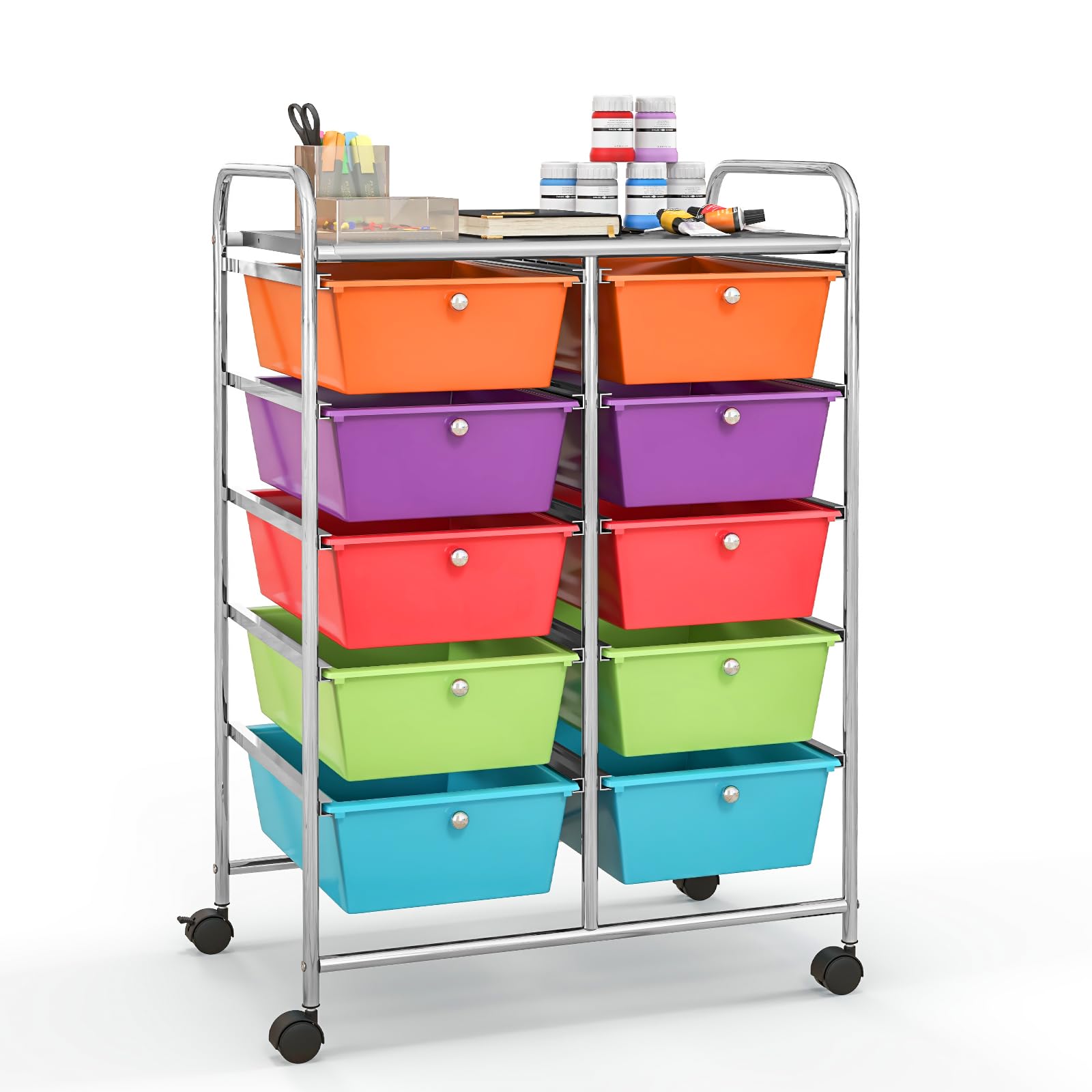 10 Drawers Rolling Cart, Classroom Organizers - Goflame