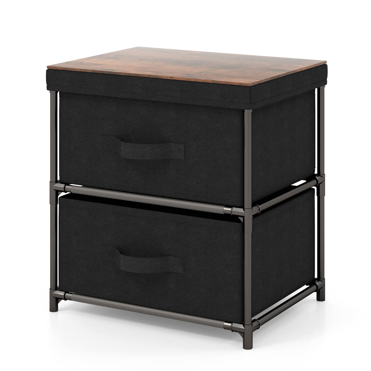 Goflame Nightstand Set of 2 with 2 Fabric Drawers