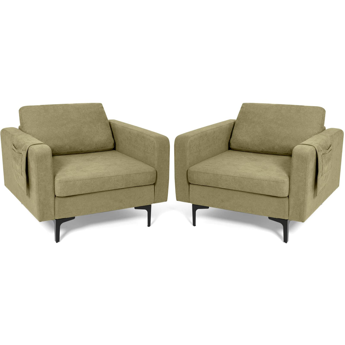 Goflame Modern Accent Chair w/Comfy Thick Cushion, Magazine Pockets