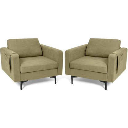 Goflame Modern Accent Chair w/Comfy Thick Cushion, Magazine Pockets