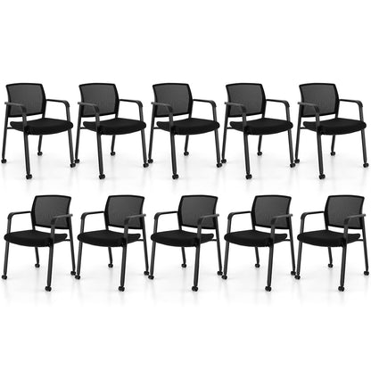 Goflame Waiting Room Chair Set, Rolling Office Desk Chairs with PU Wheels (2 / 4 / 6 / 8 / 10 / 12 Pack Options)