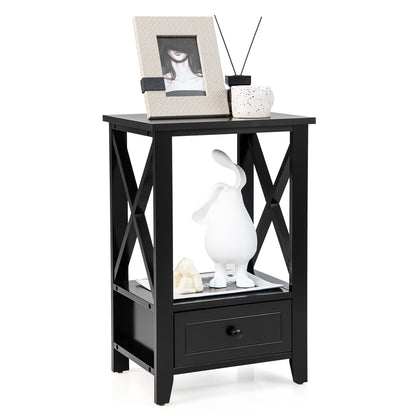 Goflame Modern X-Design Nightstand Set