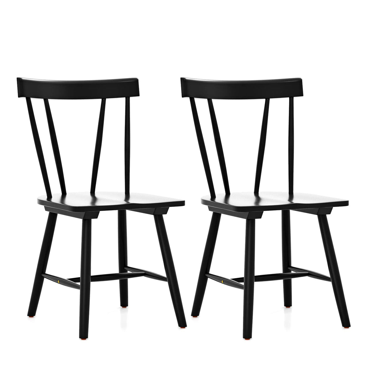 Goflame Windsor Chairs, Armless Dining Chairs with Solid Rubber Wood Frame
