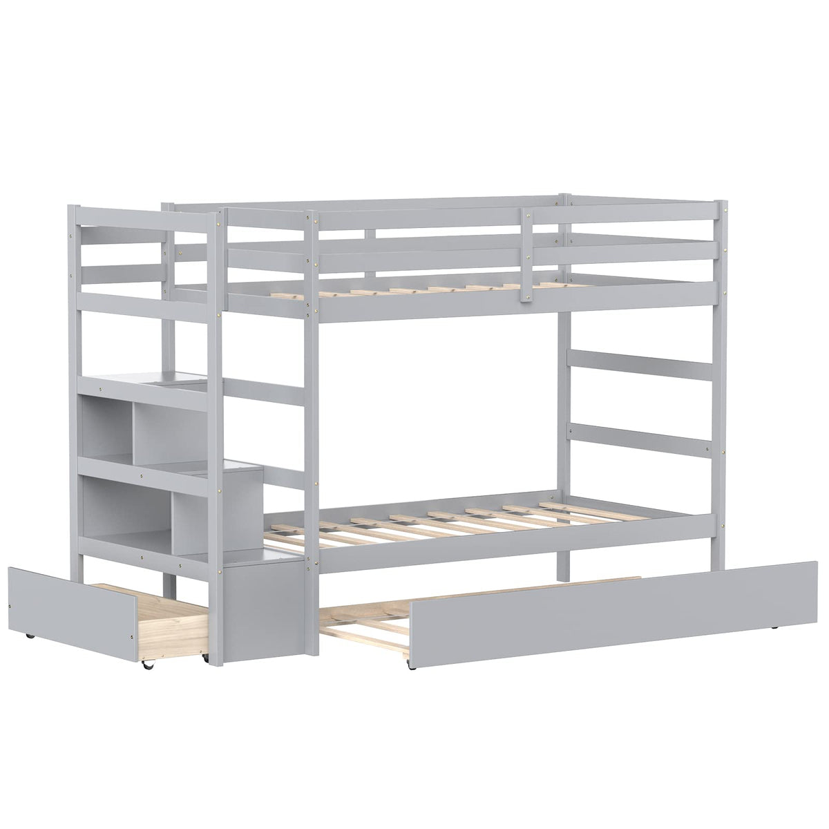 Goflame Twin-Over-Twin Bunk Bed with Trundle