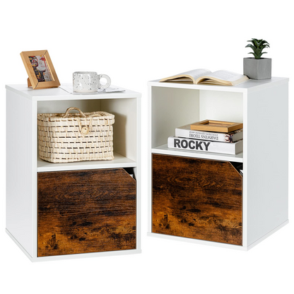 Goflame Set of 2 Nightstands, End Table Bedside Table w/Storage Cabinet and Open Shelf