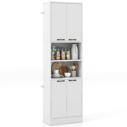 Goflame Kitchen Pantry Cabinet, 75” Tall Freestanding Cupboard with Doors & Shelves