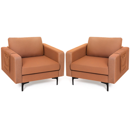 Goflame Modern Accent Chair w/Comfy Thick Cushion, Magazine Pockets