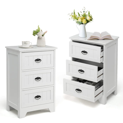 Goflame Nightstand with 3 Drawers, Bedside Table