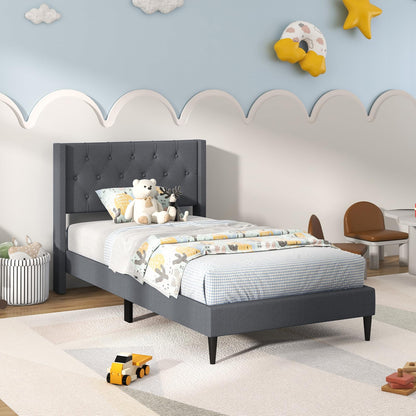 Goflame Queen/Twin Size Platform Bed Frame with Wingback