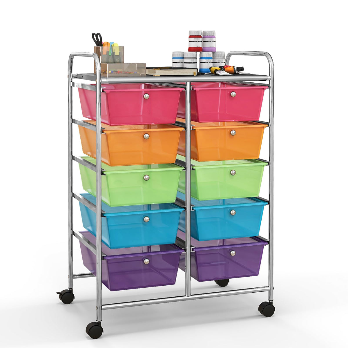 10 Drawers Rolling Cart, Classroom Organizers - Goflame
