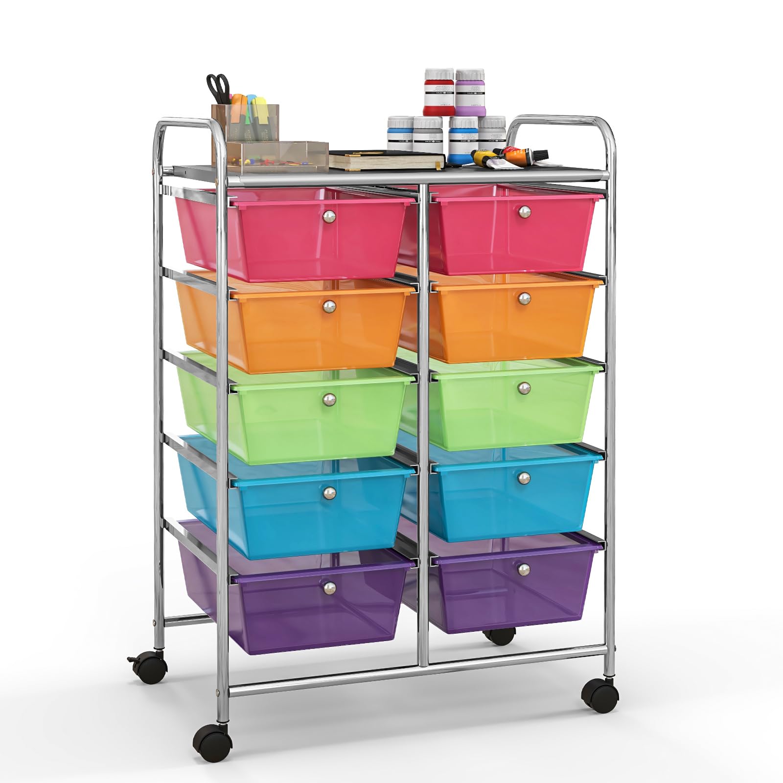 10 Drawers Rolling Cart, Classroom Organizers - Goflame