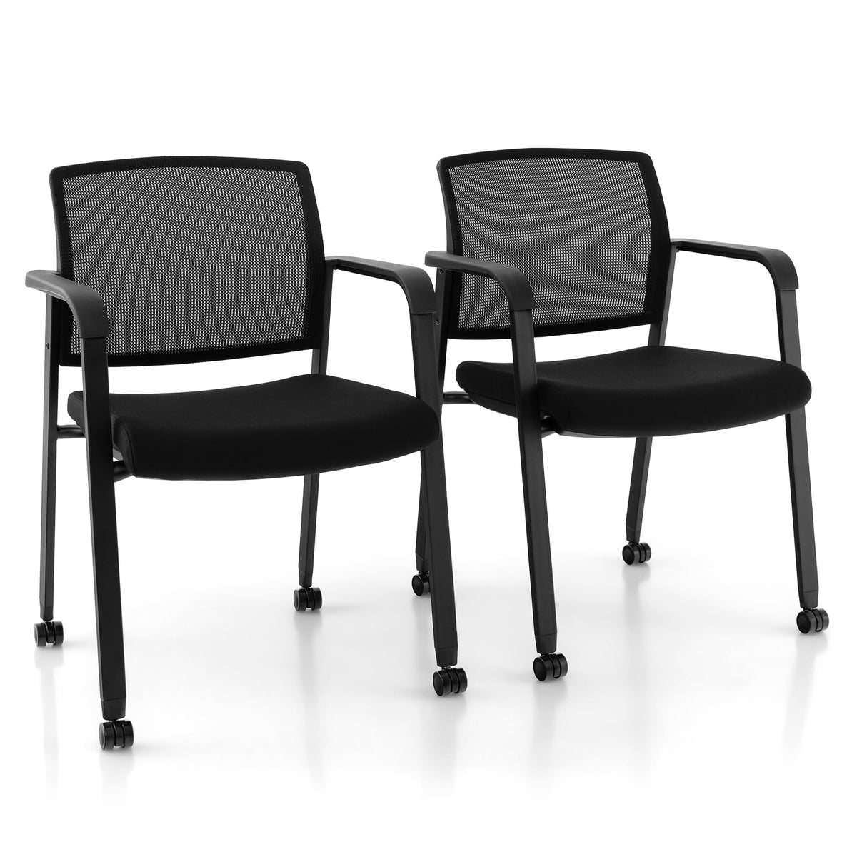 Goflame Waiting Room Chair Set, Rolling Office Desk Chairs with PU Wheels (2 / 4 / 6 / 8 / 10 / 12 Pack Options)