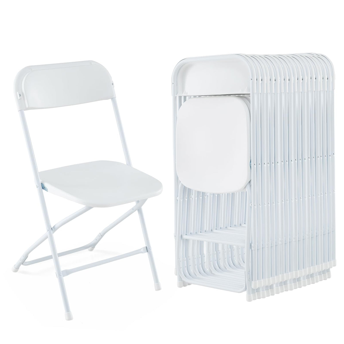 Goflame Folding Chair with Plastic Seat & Back, Heavy-Duty Metal Frame