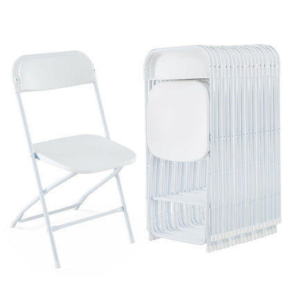Goflame Folding Chair with Plastic Seat & Back, Heavy-Duty Metal Frame