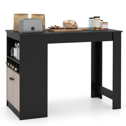 Goflame Counter Height Bar Table with Storage Cabinet