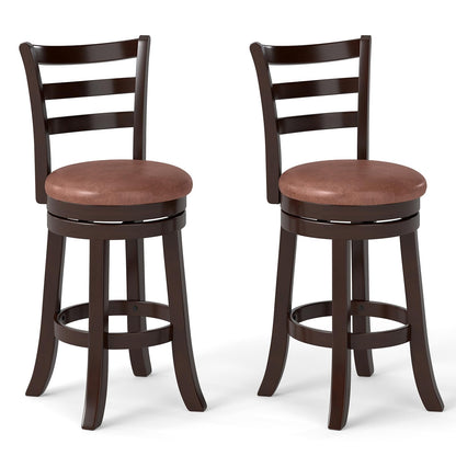 Goflame 26" Counter Height Swivel Barstools Set of 2/4 with Faux Leather Seat and Wrap-around Footrest