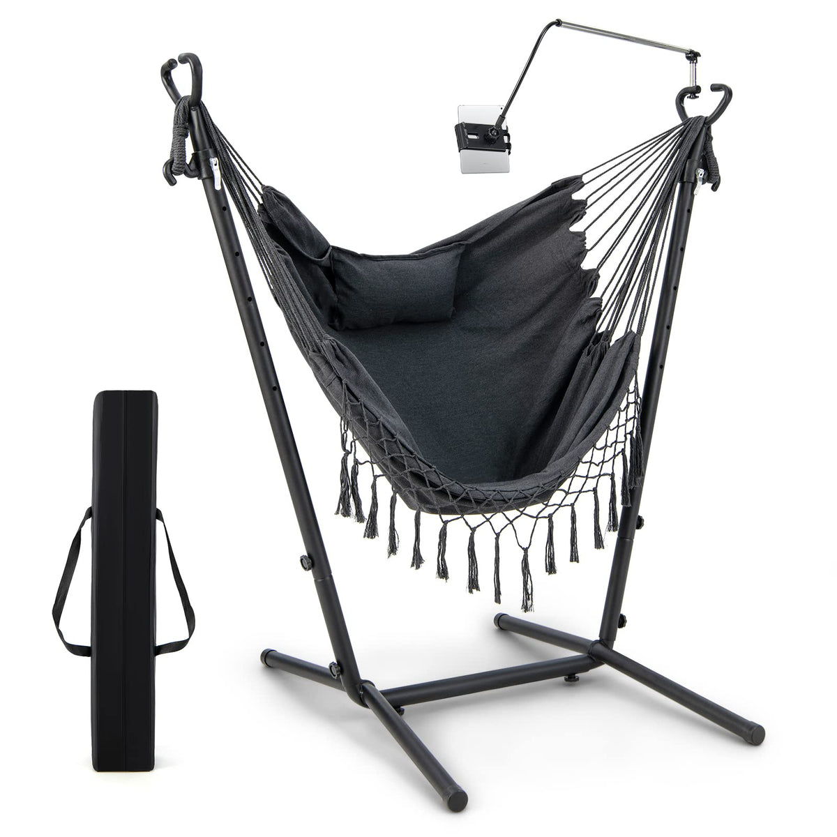 Goflame Hanging Swing with Stand - Hammock Chair with Phone Holder