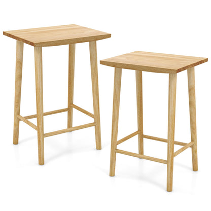 Goflame 25.5" Wooden Bar Stools Set of 2/4, Farmhouse Backless Counter Height Bar Stools with Footrest