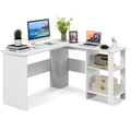 Goflame L Shaped Computer Desk, 51" Large Corner Desk with 2 Cable Holes & 2 Storage Shelves, White