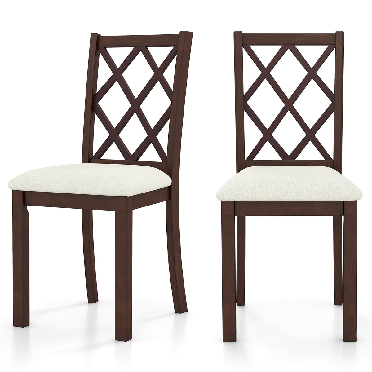 Goflame Wood Dining Chairs Set of 2, Farmhouse Kitchen Chair with Rubber Wood Legs, Max Load 400 Lbs