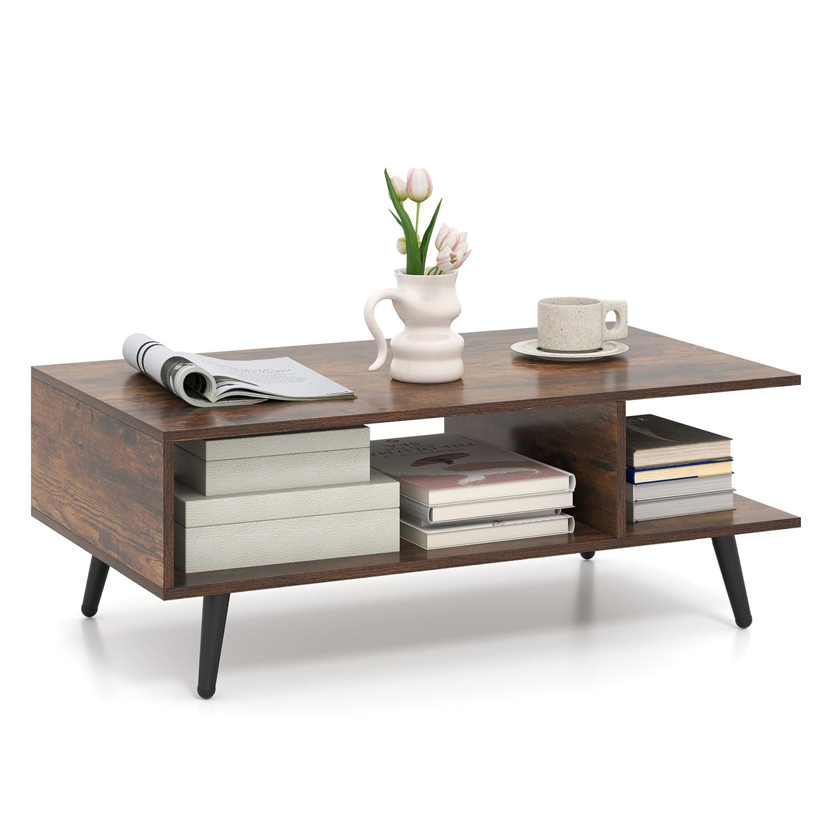 Goflame Coffee Table with Storage for Living Room