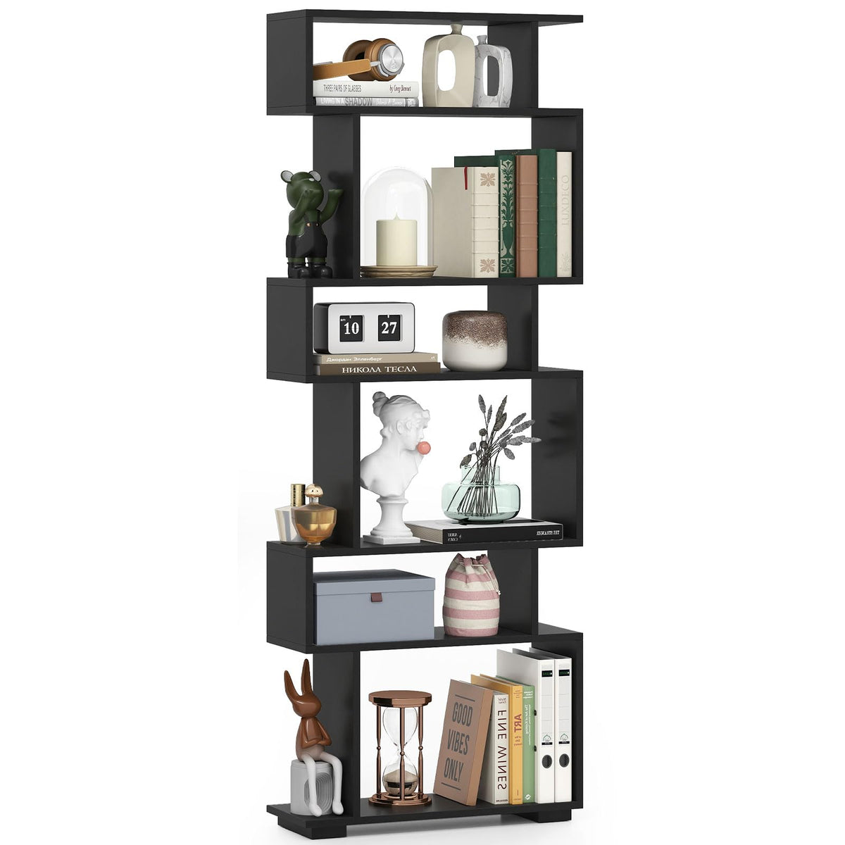 Goflame S Shaped Bookcase with 2 Anti Tipping Kits