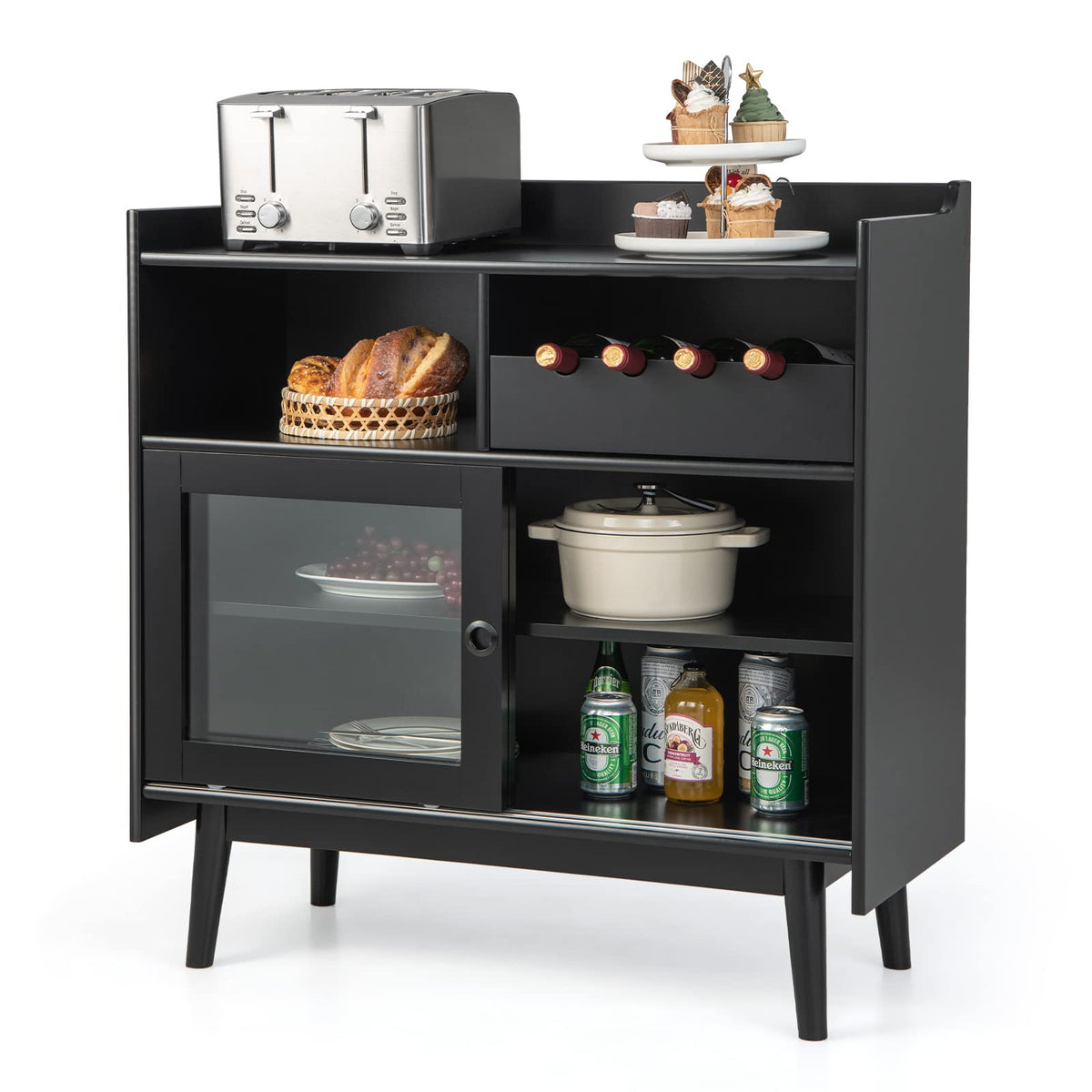 Goflame Buffet Sideboard, Modern Coffee Bar Storage Cabinet