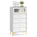 Goflame 4-Drawer Dresser with Flip Up Fluted Glass Door