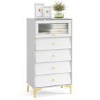 Goflame 4-Drawer Dresser with Flip Up Fluted Glass Door