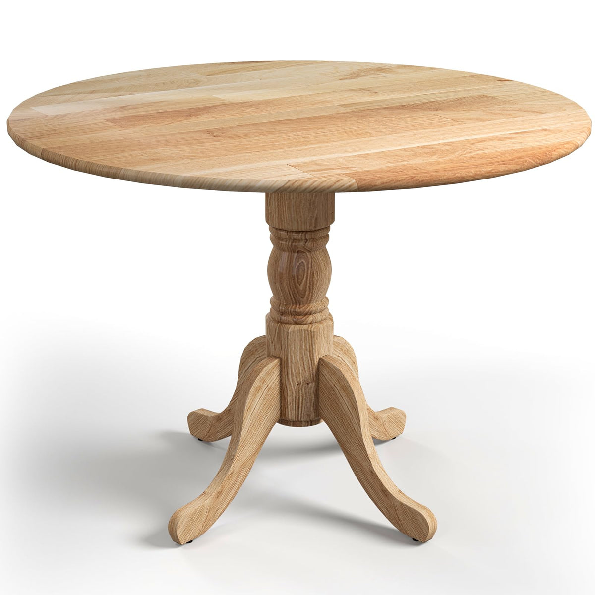 Goflame Wooden Dining Table, Dining Table with 40" D Round Tabletop & Curved Trestle Legs