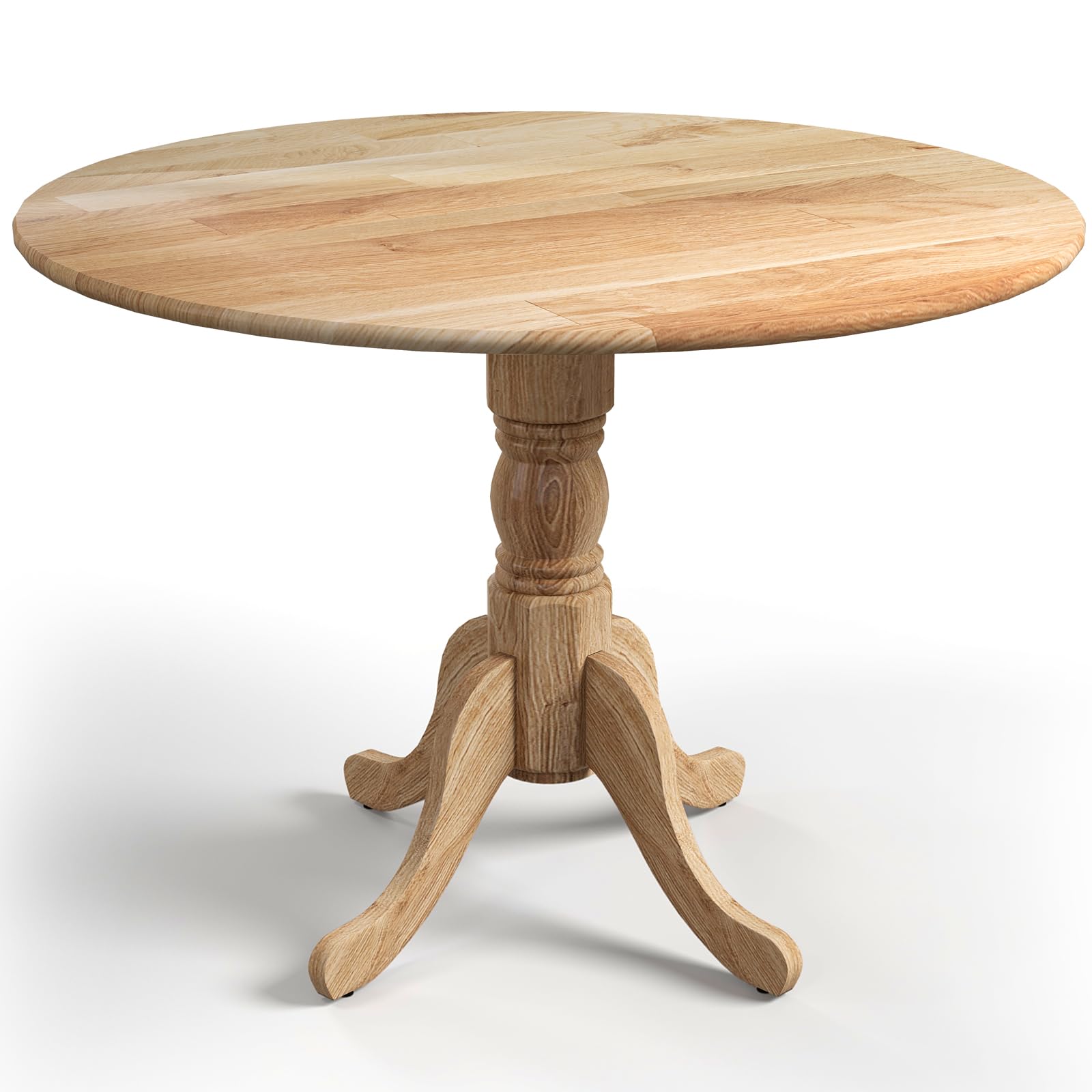 Goflame Wooden Dining Table, Dining Table with 40" D Round Tabletop & Curved Trestle Legs