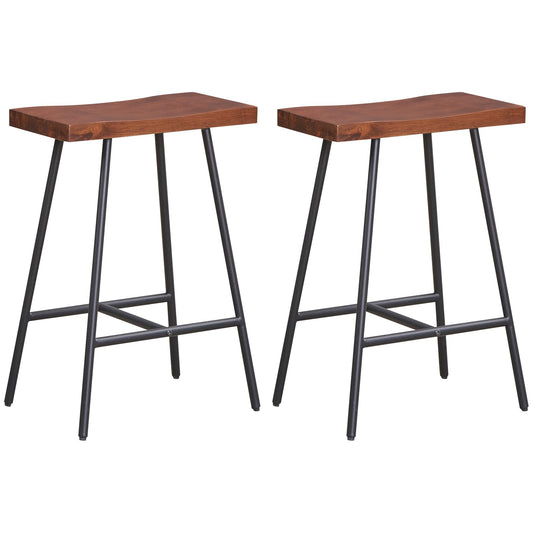 Goflame 24" Bar Stools Set of 2, Counter Height Bar Stools with Footrests, Solid Metal Legs