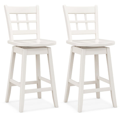 Goflame Bar Stools, Farmhouse Swivel Barstools with 6-Grid Hollow Back & Ergonomic Contoured Seat