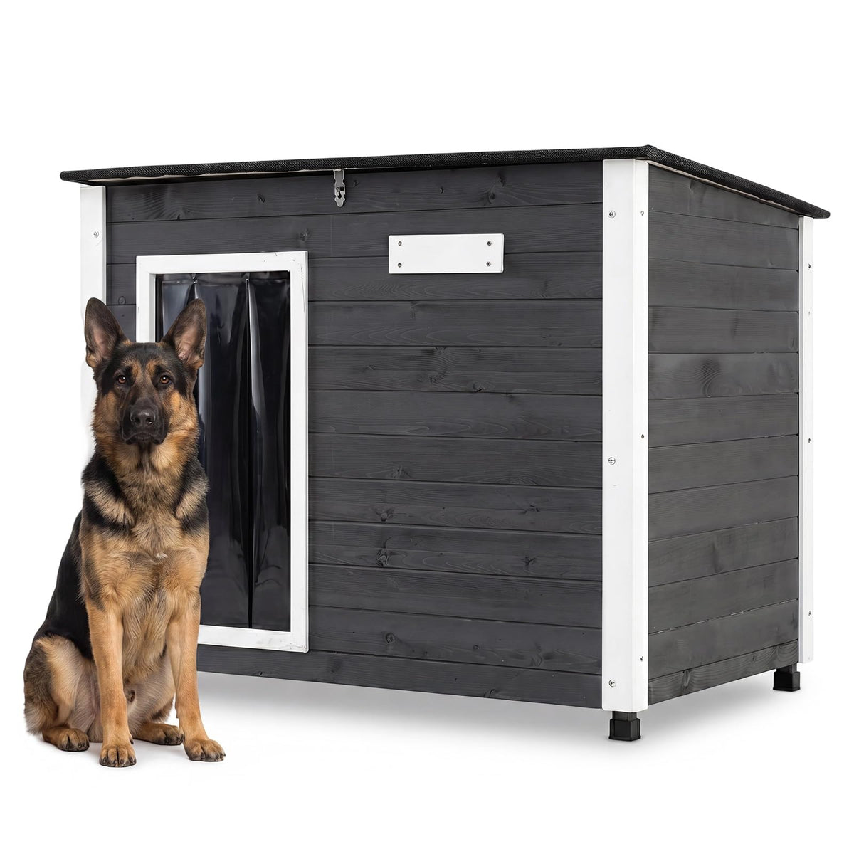 Goflame Wooden Dog House with Openable Asphalt Roof