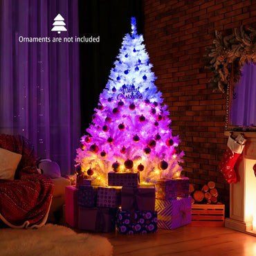 Goflame White Pre-Lit Artificial Christmas Tree with Warm White & 3-Color LED Lights