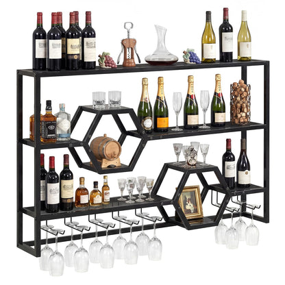 Goflame Wall Mounted Wine Rack 47” Large Floating Bar Shelves